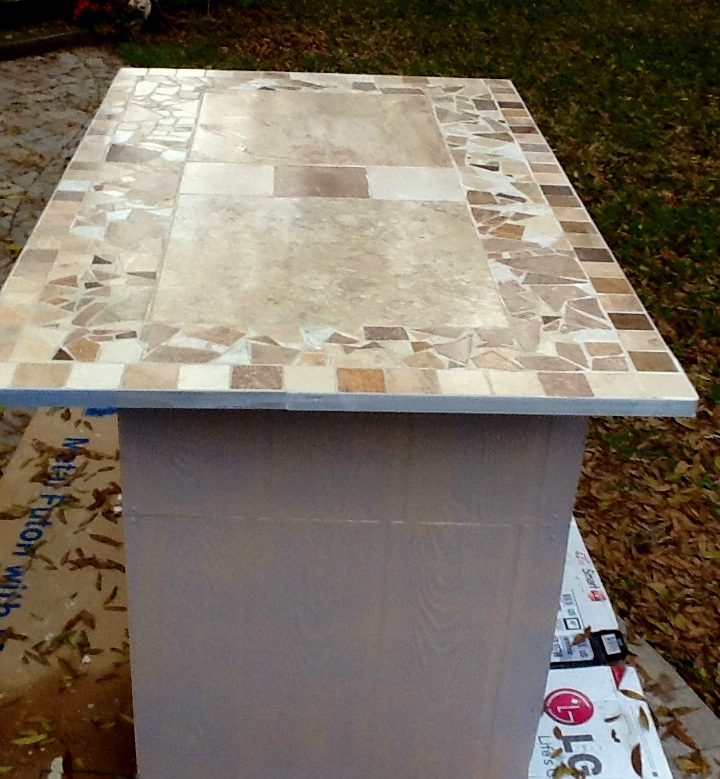 mosaic tile countertop has sharp edges