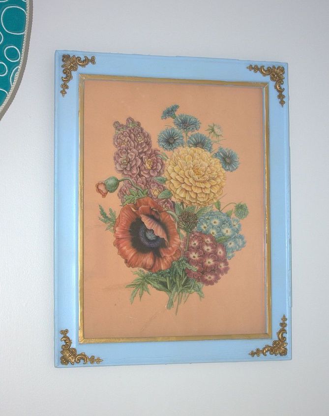 vintage art for the bathroom, bathroom ideas, home decor, The frame needed a bit of repair and the print had a few tears that I was able to glue together