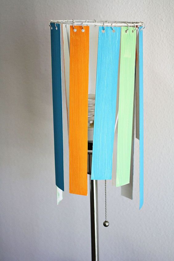 recycled plastic curtain pieces turned lampshade, lighting, repurposing upcycling