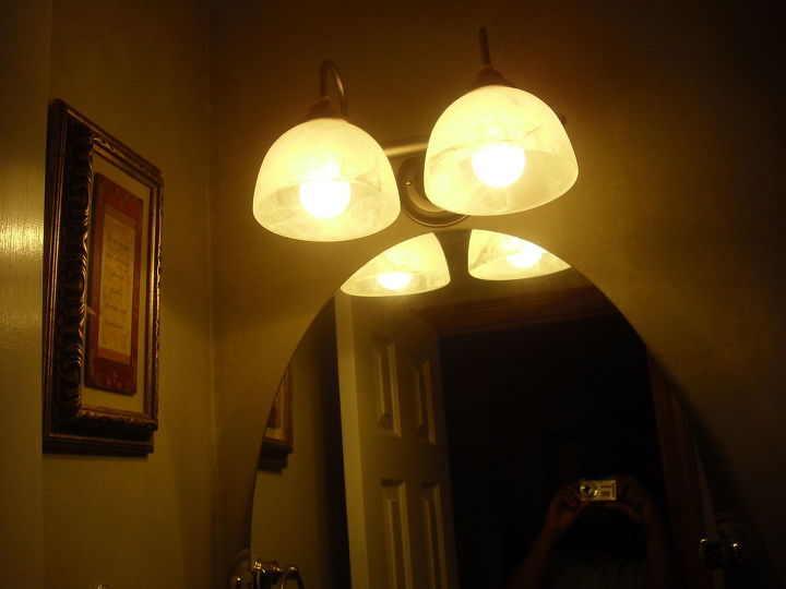 powder room remodel, The light fixture added a distinction to the uniqueness of the mirror set
