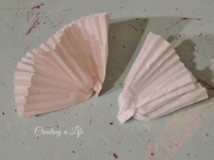 cupcake liner heart, crafts, seasonal holiday decor, Hot glue cupcake wrappers to the frame