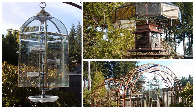 Create a Stylish Rain Guard for Your Bird Feeder From Light Fixtures