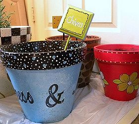 painted clay pots, container gardening, crafts, gardening, painting, Painted Clay Pots by GranArt