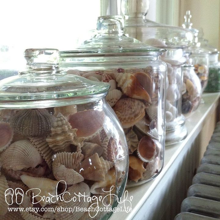 organizing amp displaying your collections beautifully, home decor, organizing, shabby chic, My shell collection apothecaries are pretty but they also keep the dust out