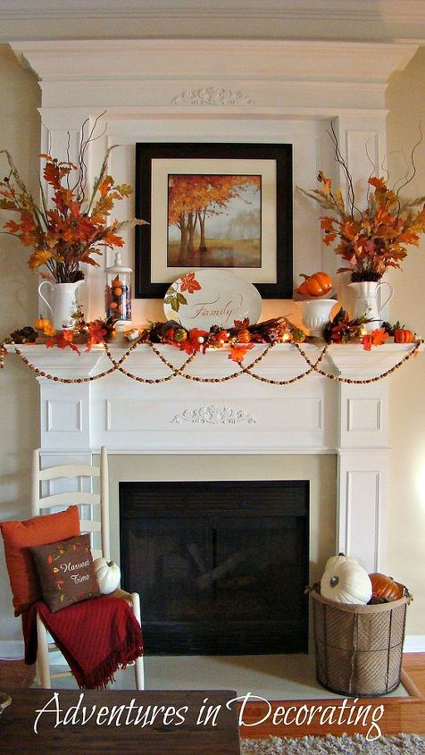 our fall mantel, seasonal holiday d cor, I wanted to add lots of pops of vibrant orange this year