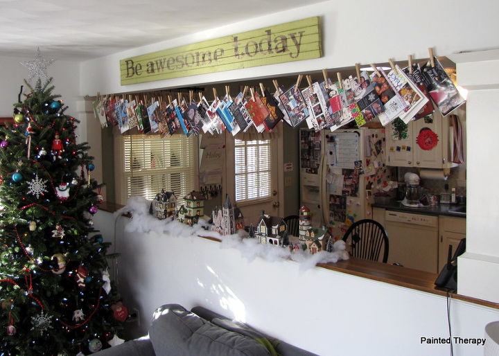 super simple holiday card display, christmas decorations, crafts, seasonal holiday decor