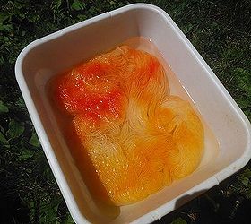 solar dyeing yarn with kool aid to achieve that kettle dyed look, crafts, Sprinkle one packet of each flavor of Kool Aid onto the soaked yarn and set in the sun When the water is clear repeat on the other side