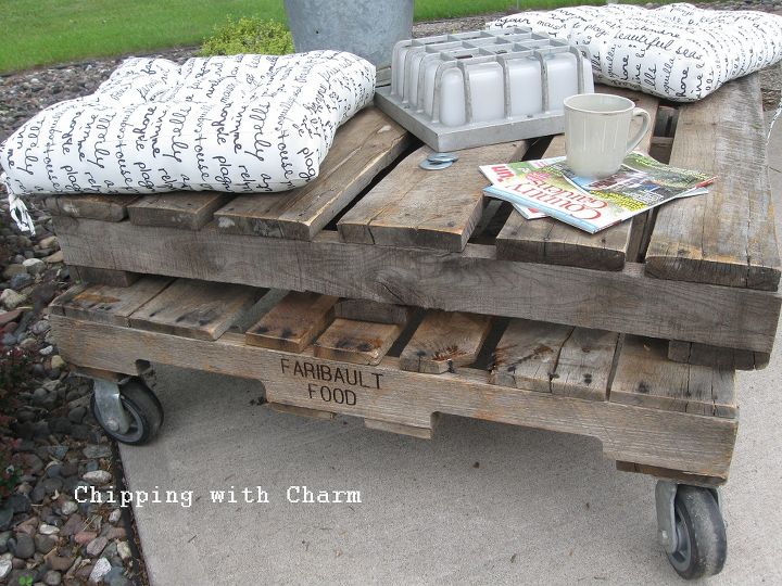 our first pallet project rustic table or comfy perch, diy, how to, painted furniture, pallet, repurposing upcycling, rustic furniture, Love the words