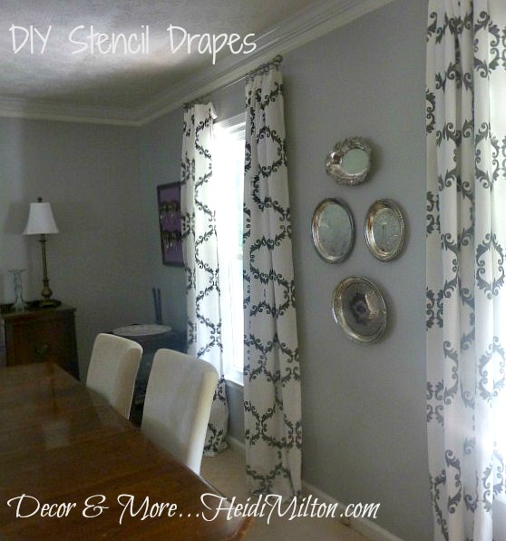 diy stencil projects, The Decor More blog made these gorgeous drapes with our Acanthus Trellis wall stencil