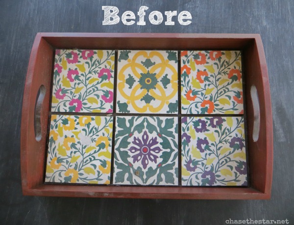 thrift store tray update, crafts, decoupage, Thrift Store Tray Update Before Cheap Thrift Store tray in need of attention