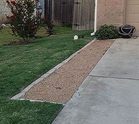 gardening imbedded stone border on pathway flowerbeds, concrete masonry, flowers, gardening, landscape, outdoor living, Front Yard Left of Driveway Extra Walking Space