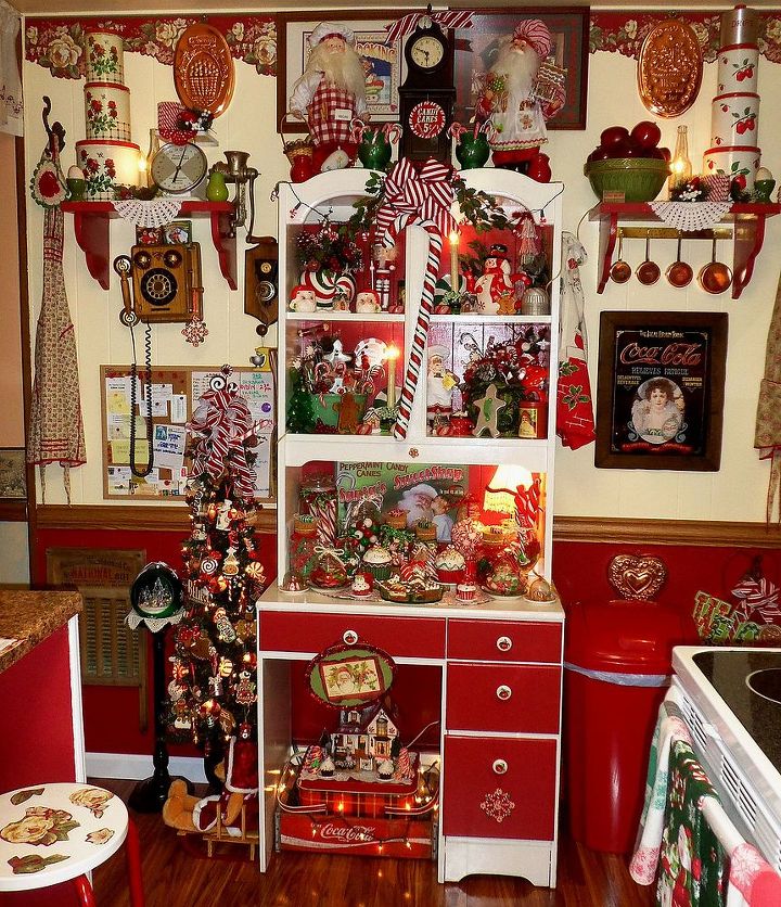 christmas home tour part 4 christmas candy kitchen, seasonal holiday d cor, Here is where I display my kitchen Tree which is decorated with Candy and Gingerbread ornaments