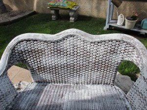 how to paint wicker furniture, painted furniture, I brushed on 1 coat of oil based primer