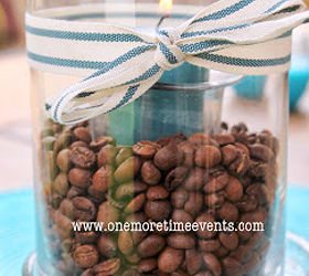 quick and easy cylinder coffee bean center piece, home decor, add candle and bow