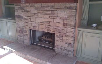 Here is the completed fireplace with hearthstone and mantle painted-homeowner chose colors :)