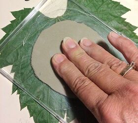 Press a CD case onto a large leaf to copy this cute home decor gift