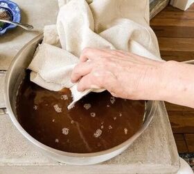 Soak a drop cloth in coffee to get vintage furniture