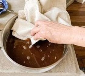 Soak a drop cloth in coffee to get vintage furniture