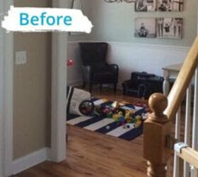 They wanted to hide the play room mess with something beautiful—check!