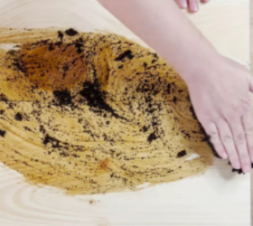 Rub coffee grounds all over a wooden board for this trendy hosting idea