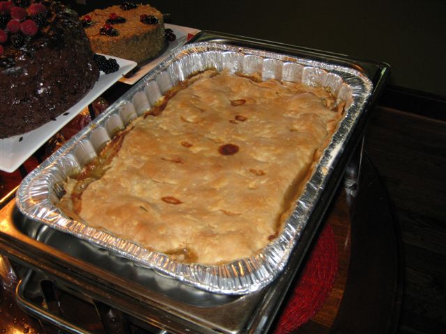 community party ppl where asking how i utilize space we give back by having an, big brothers famous peach cobbler