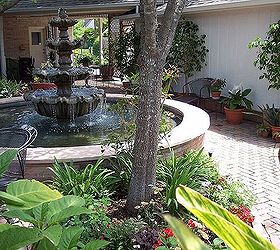 fountains, landscape, outdoor living, ponds water features, the grass went out and a main focal point came in