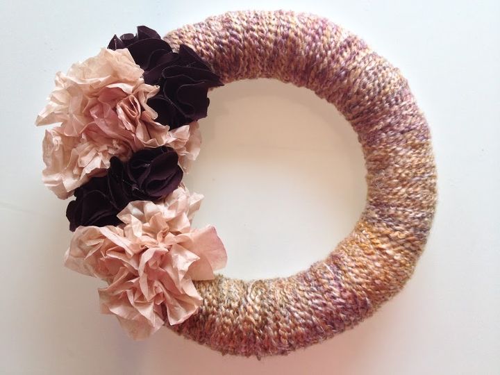 coffee filter and yarn wreath, crafts, wreaths, My Yarn and Dyed Coffee Filter Wreath
