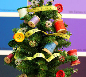sewing themed mini christmas tree, christmas decorations, crafts, seasonal holiday decor, This tree makes me think what other themed tree can I create