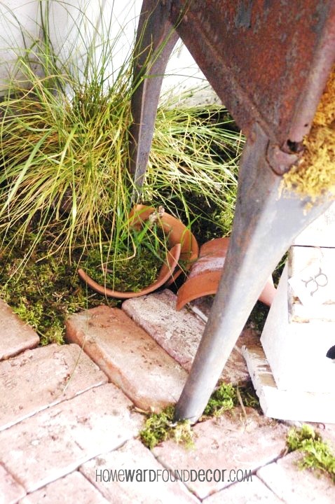 pot head, gardening, even a broken terra cotta flowerpot can add charm to your decor