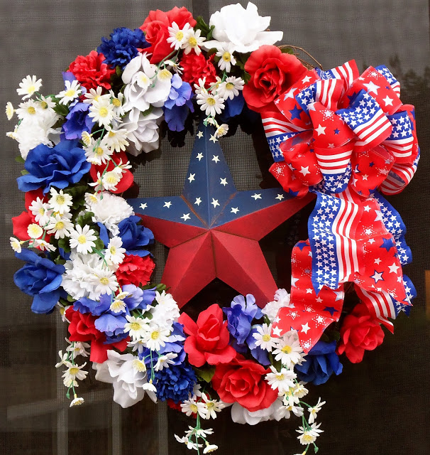 the gals from anything blue, home decor, painted furniture, patriotic decor ideas, seasonal holiday decor, wreaths, Patriotic wreath