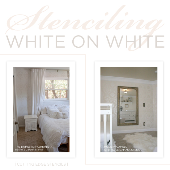 stenciling white on white, painting, wall decor