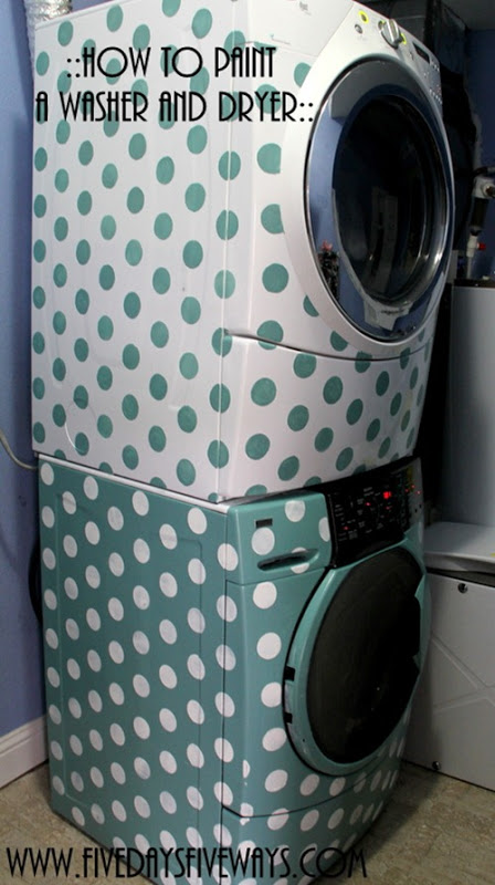 stenciling a washer dryer set with polka dots, appliances, laundry rooms, painting, finished stenciled washer dryer set