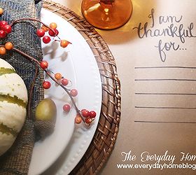 a thankful tablescape, christmas decorations, seasonal holiday d cor, thanksgiving decorations, Each placesetting asks this simple message