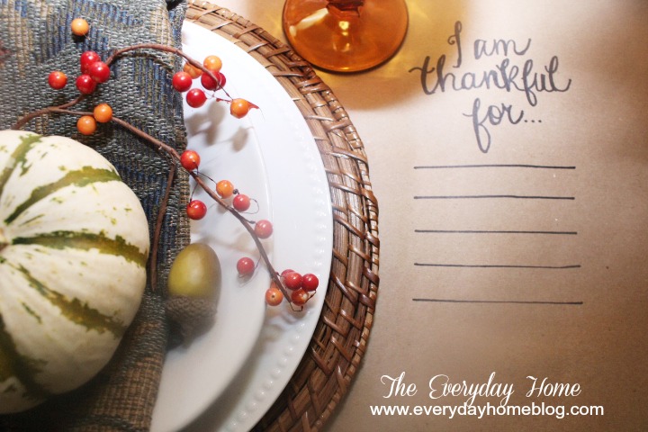 a thankful tablescape, christmas decorations, seasonal holiday d cor, thanksgiving decorations, Each placesetting asks this simple message