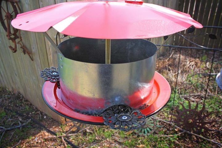 repurposed upcycled galvanized vent exhaust hood bird feeder, repurposing upcycling, Repurposed Vent Hood Bird Feeder by GadgetSponge com