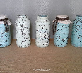 faux speckled egg mason jars, crafts, decoupage, mason jars, repurposing upcycling, Fill with candy or treats cover the top and give one away as a gift