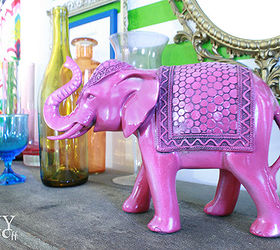 summer carnival mantel, home decor, repurposing upcycling, seasonal holiday decor, Elephant gets a coat of pink spray paint