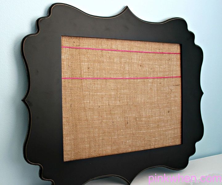 diy burlap framed bulletin board, crafts, Add a little rattail cording and some mini clothes pins and share your favorite printed Instagram photos