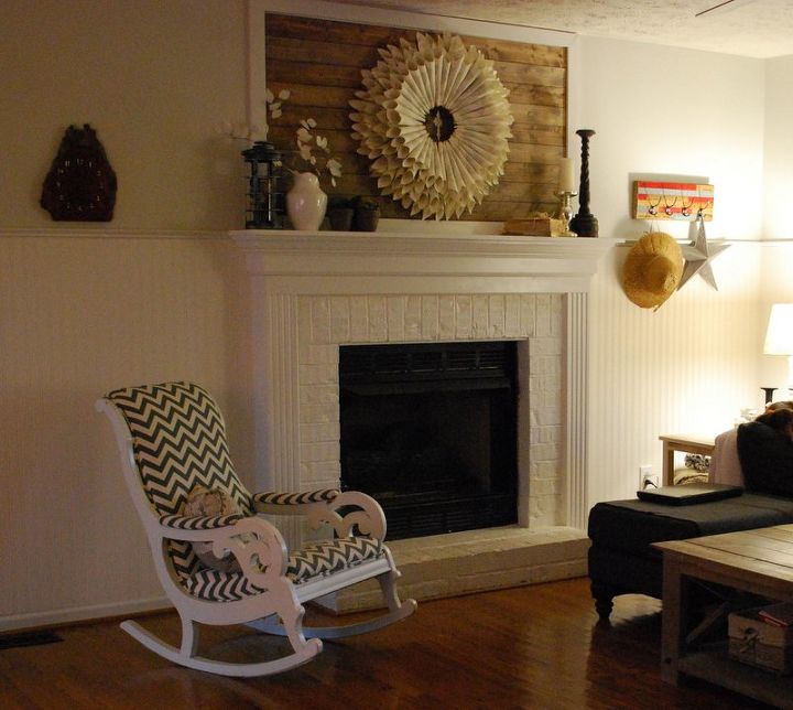 fireplace mantel makeover plank style, fireplaces mantels, home decor, living room ideas
