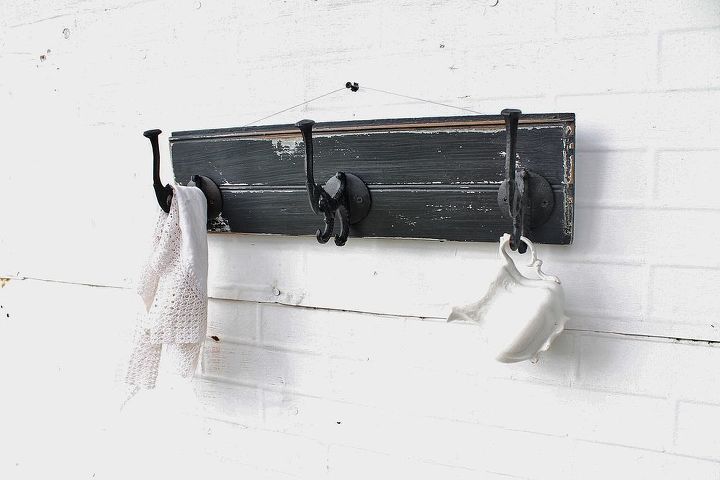 coat racks from salvaged wood, foyer, organizing, storage ideas, This one has several colors with black of the top and distressed to let a little of the other colors show through