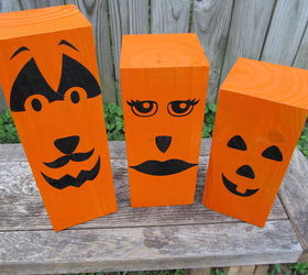 quick amp easy halloween decor, crafts, halloween decorations, seasonal holiday decor, I painted some orange for jack o lanterns I used vinyl faces but you could easily paint on their features
