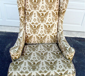 high back wing chairs a slipcover story, home decor, painted furniture, The before