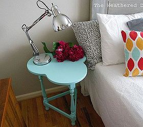 turquoise clover side table, painted furniture, The turquoise color adds some color to the room and is a great accent piece
