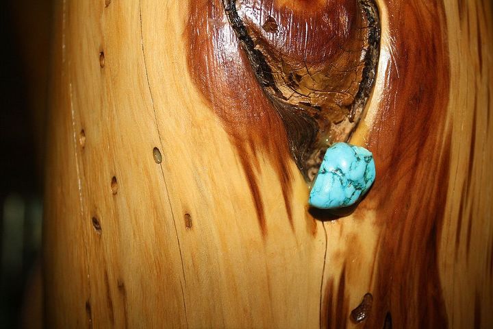 i like trees in my house, home decor, repurposing upcycling, woodworking projects, Turquoise makes a statement All natural beauty