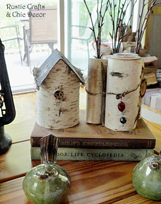how we blended his rustic and her chic in our cabin decor, home decor, repurposing upcycling, I had a lot of homemade birch accessories that I added around the cabin