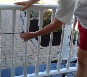 make a rolling gate for your porch, curb appeal, diy, how to, porches, You can even use a simple bungee cord to keep the gate in place if you don t want to make it permanent with hinges and a latch