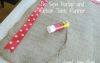 No-sew Burlap and Ribbon Table Runner ‪#‎ValentinesDay