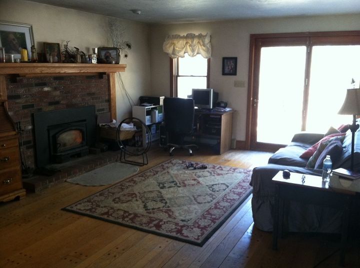 please help with furniture placement ideas, the computer desk in the corner near the wood stove