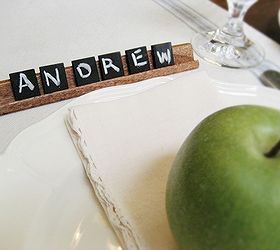pottery barn inspired chalkboard tile place cards, chalkboard paint, crafts, home decor, So easy just erase the letters and change them for your guests names