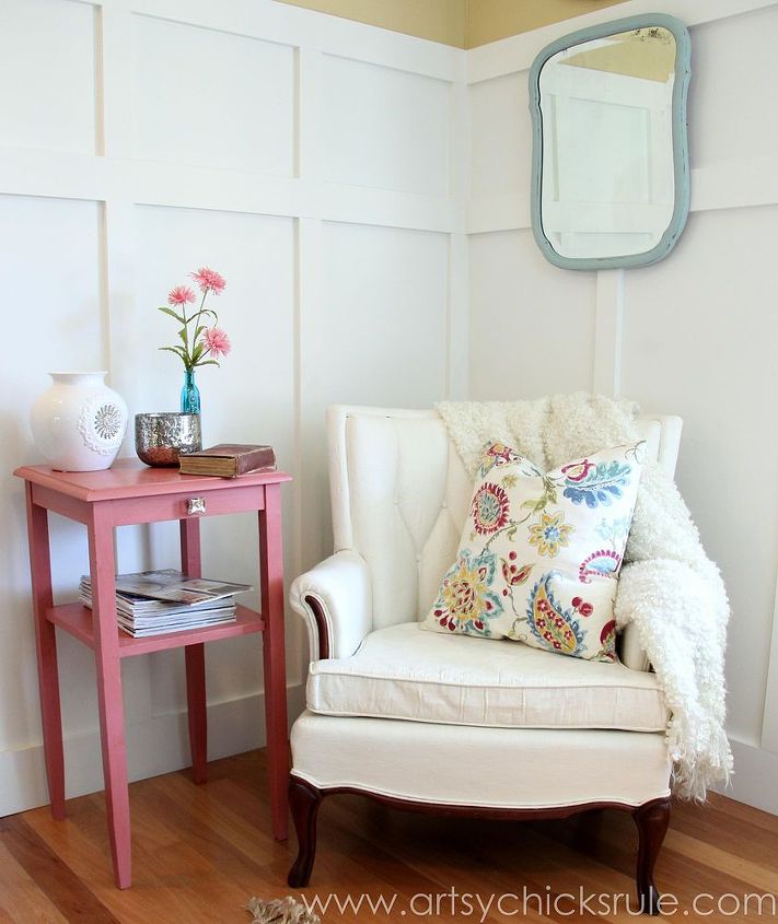 thrifty side table makeover annie sloan chalk paint, chalk paint, home decor, living room ideas, painted furniture, Perfect little reading side table